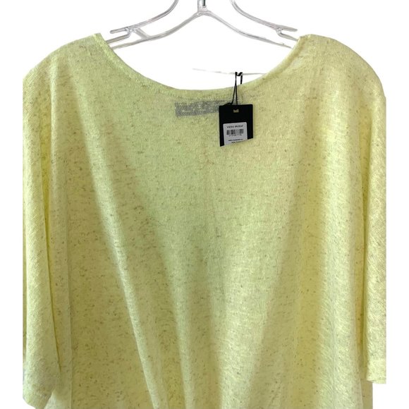 VERO MODA Butter Yellow Short Sleeve Sheer Knit Tie-Hem Sweater NWT Size Small - Picture 2 of 7